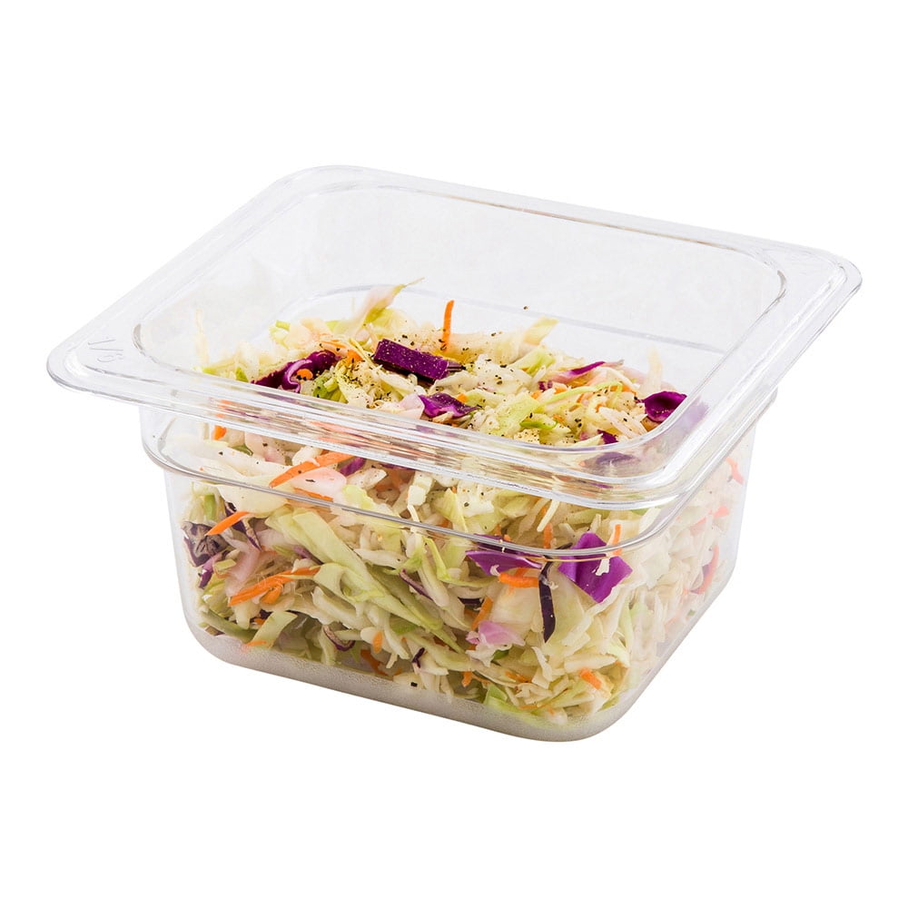 Met Lux Rectangle Clear Plastic 1/6 Size Cold Food Storage Container