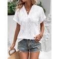 thumbnail image 6 of Women'S Summer Tops Casual V-Neck Cap Sleeve Shirt Light Crochet Textured Vest Shirt White XXL, 6 of 8