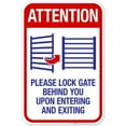 thumbnail image 1 of Attention Please Lock Gate Behind You Upon Entering And Exiting Sign, Pool Sign,, 1 of 1
