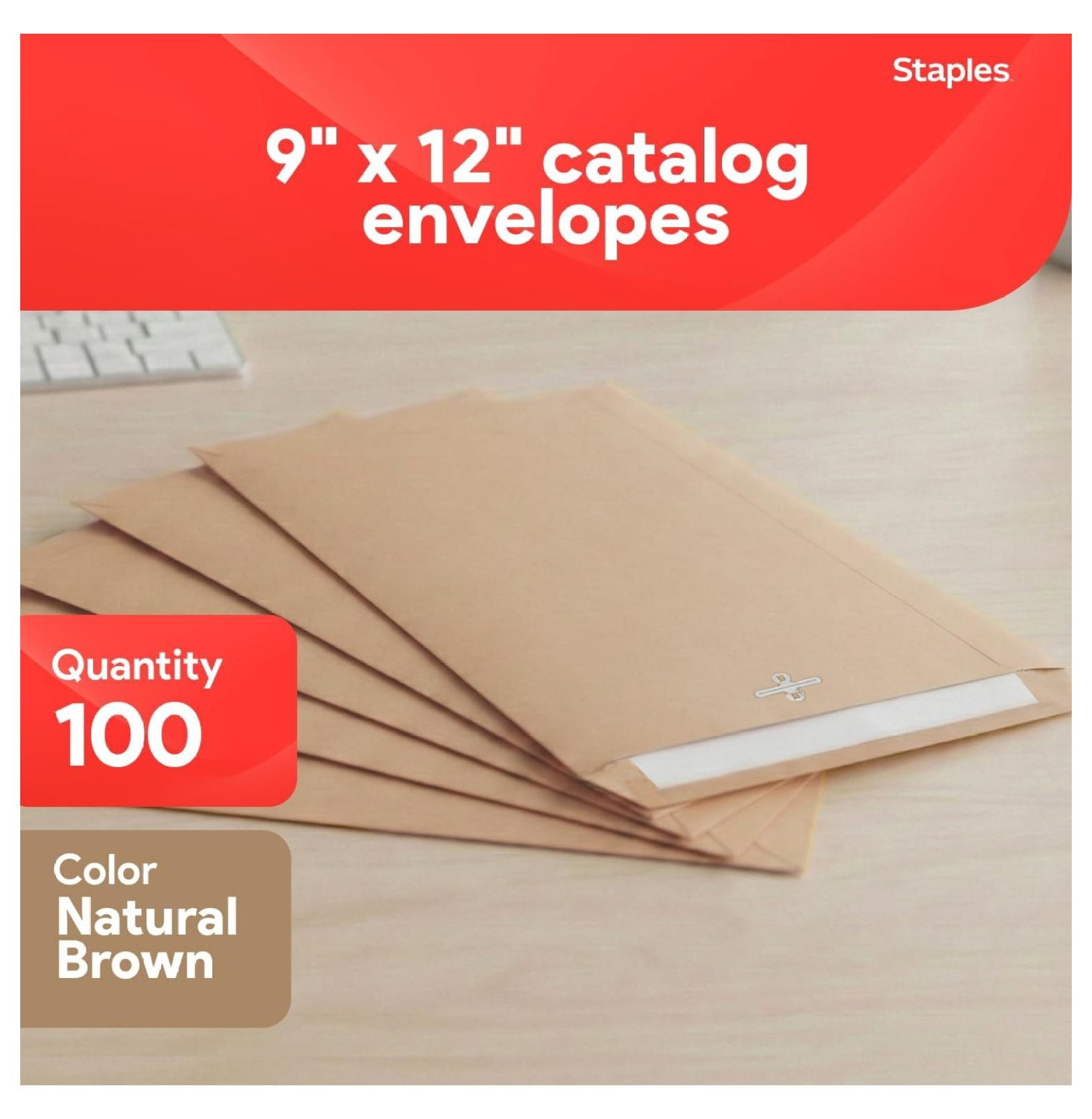 Clasp Envelopes 9x12 Inch, 100 Pack - Brown Mailing Envelopes with Metal Clasp & Gummed Flap, 28lb Paper Catalog Envelopes for Documents