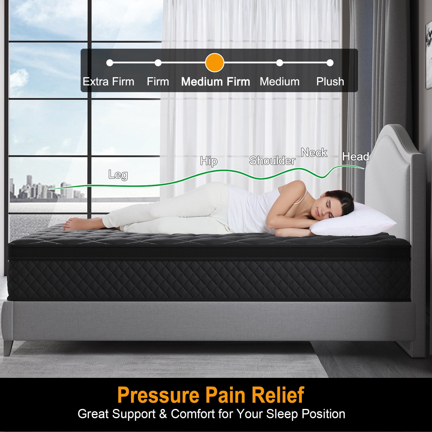 Viscountess King Mattress 10 Inch Hybrid Mattress in a Box Gel Foam Mattress Euro top Individually Wrapped Pocket Coils Innerspring Mattress Pressure Relief