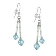 thumbnail image 4 of One Pair Austrian Crystal Bicone and Glass Dangle Earrings with Sterling Silver Earwires - Aquamarine, 4 of 4
