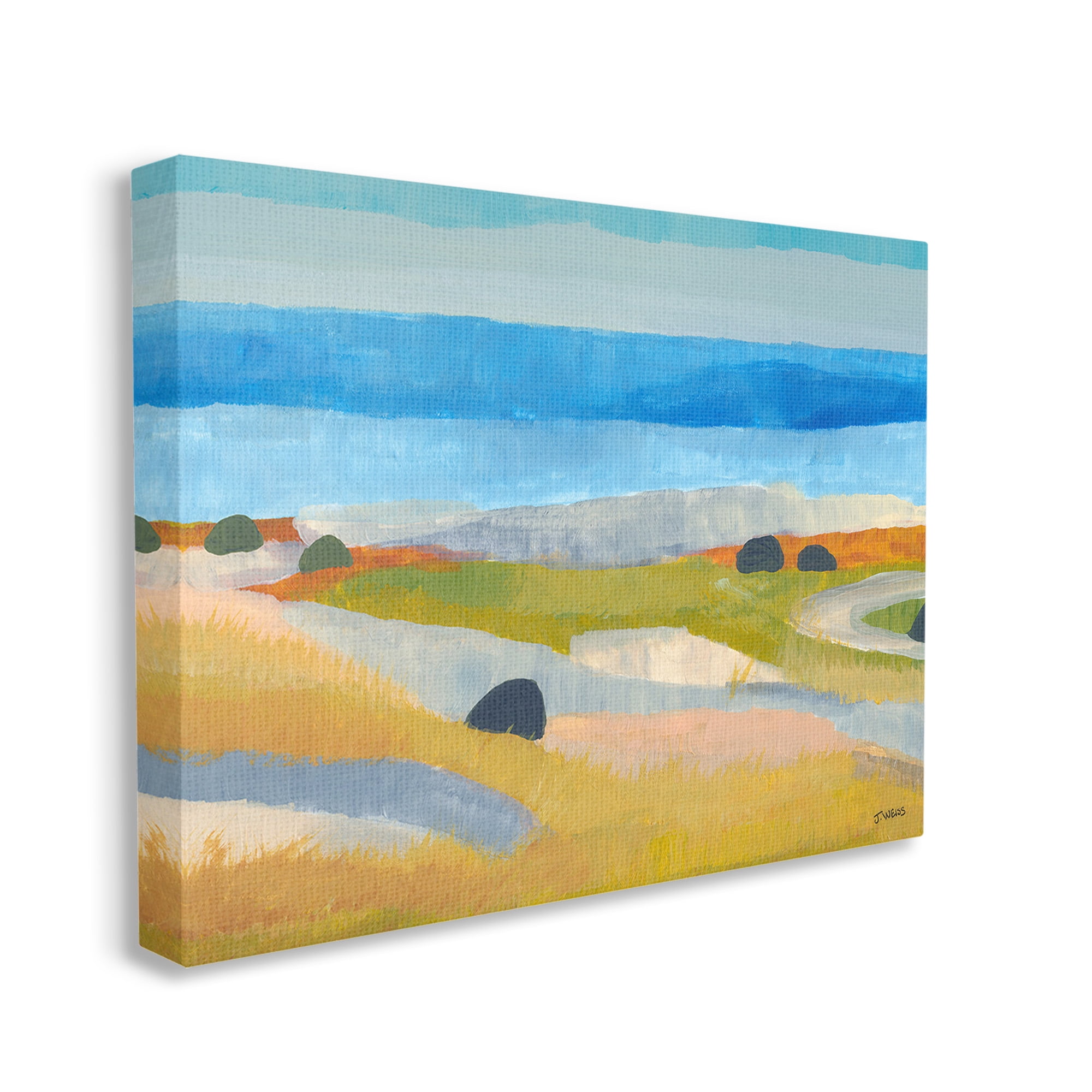 Stupell Industries Abstract Grassland & Beach Landscape Painting Gallery Wrapped Canvas Art Print Wall Art, 40 x 30