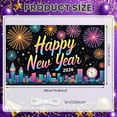 thumbnail image 2 of Colorful Fireworks Happy New Year Banner Golden Clock 2026 New Year Display City Glittering Numbers New Year Eve Backdrop for New Year Celebration 2026 Party Indoor Decoration, 2 of 9