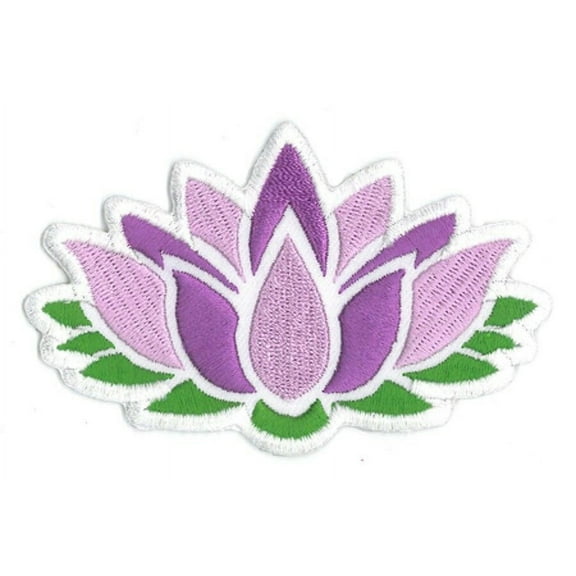 LOTUS FLOWER Embroidered Iron On Patch - Original Artwork by Matt Stewart, 2.25"