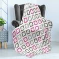 thumbnail image 4 of Geometric Soft Flannel Fleece Throw Blanket, Square Frames in Vintage Colors Geometric Pale Toned Illustration, Cozy Plush for Indoor and Outdoor Use, 70" x 90", Pink White Grey, by Ambesonne, 4 of 5