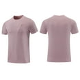 thumbnail image 4 of MIXUE Mens T-Shirts Solid Color Round Neck Short Sleeve Sports Summer Casual Fitness Commuting Mountaineering Pullover Tops Tee Shirts Sportwear,Pink,XXXL, 4 of 6