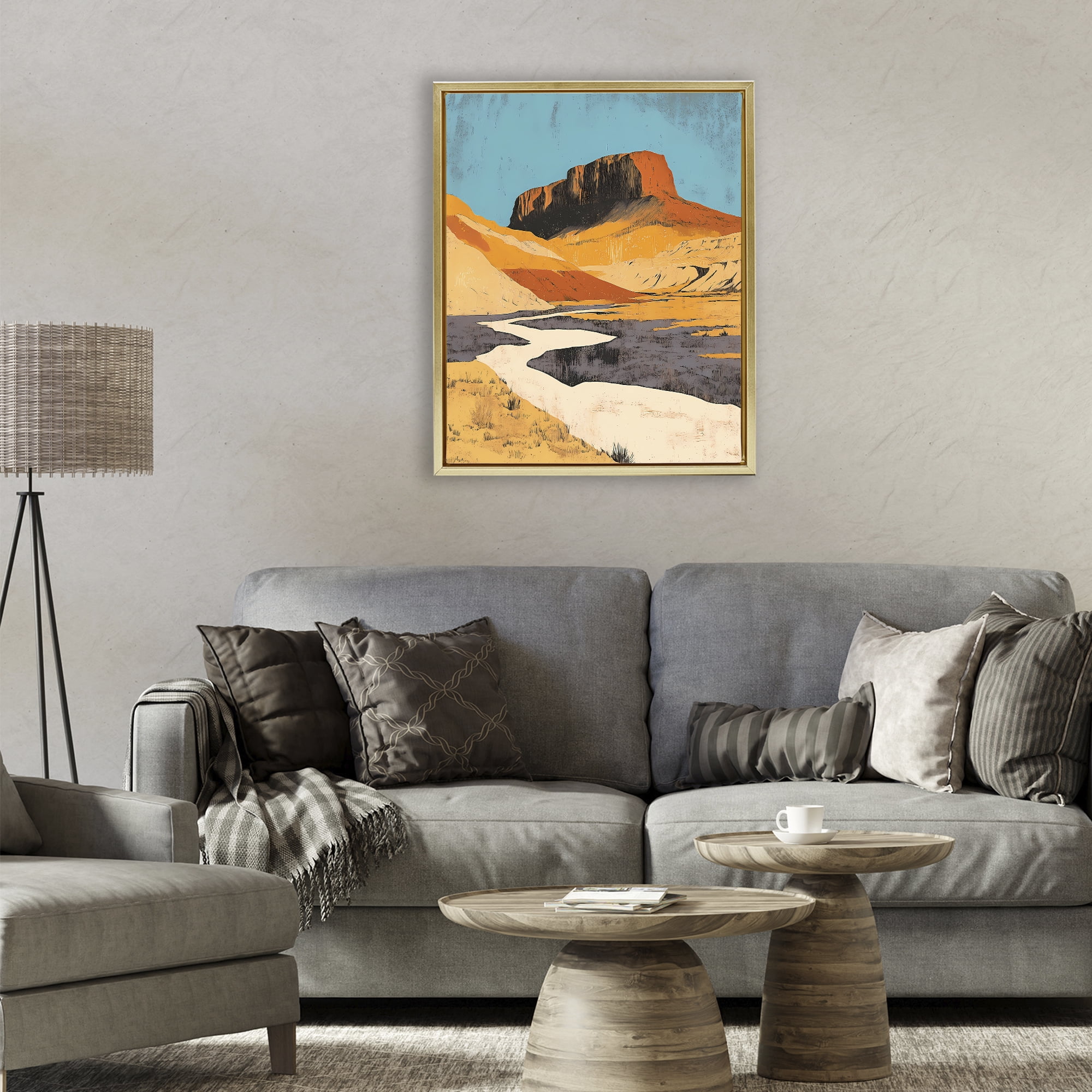 Stupell Industries Vintage Canyon Pass Gold Framed Floater Canvas Wall Art, design by Walker Noble