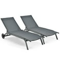 thumbnail image 4 of Costway Patio Lounge Chair Chaise Adjustable Back Recliner Garden W/Wheel Grey, 4 of 10