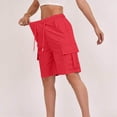 thumbnail image 2 of Bermuda Shorts for Women Knee Length Casual Wide Leg Drawstring Hiking Work Summer Cargo Shorts with Pockets, 2XL, 2 of 7