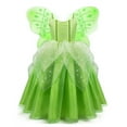 thumbnail image 1 of KAWELL Princess Robe de Fête Costume pour Petites Filles Chic Noël/halloween Enfant Jeu de Rôle Jupe Fée Verte avec Ailes,7/8, 1 of 6