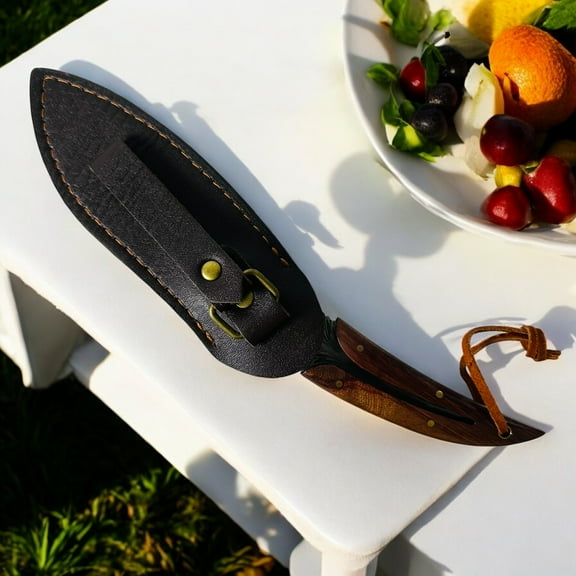 1PC 7.48" Outdoor Knife – Feather-Shaped Design with 3.85" Creative Pattern Blade – Camping Knife for Men & Women