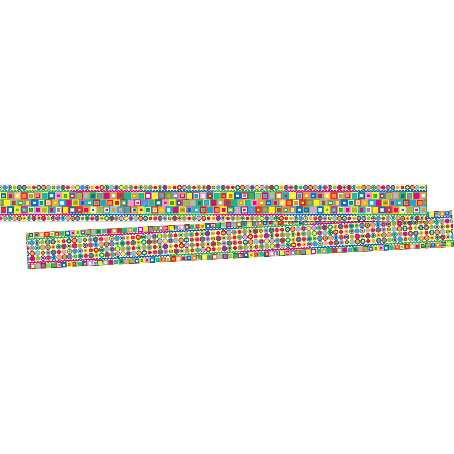 Barker Creek Double-Sided Trim Set of 4, Just Groovy, Mixed-Design, 140 feet of Double-Sided Trim -- 35' Each of Four Designs, Neon Stripes, Tie-Dye, Neon Flowers, and Retro (3532)