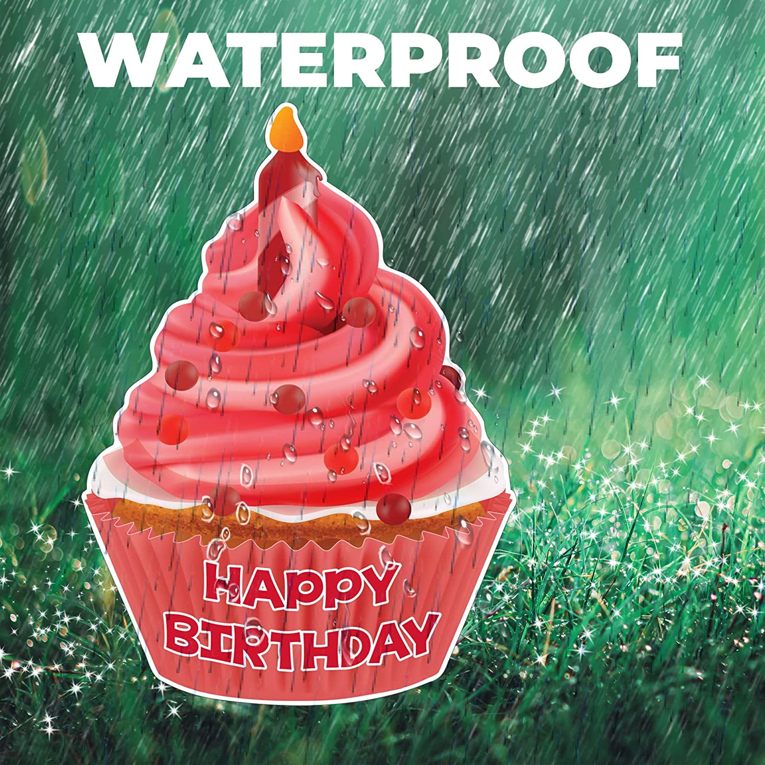 Victory Store 26" x 36" Jumbo Red Happy Birthday Cupcake Yard Sign 23895