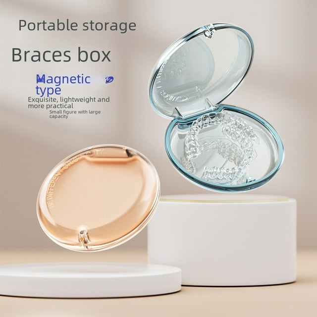 Black Compact Dental Storage Case: Portable, Durable Organizer for Retainers, Invisible Braces, Orthodontic Appliances with Easy-Access Design for Discreet On-the-Go Protection