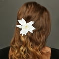 thumbnail image 2 of Unique Bargains 2 Pcs Hair Clip Grace Artificial Flower Duckbill Clip White, 2 of 5