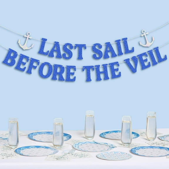 xo, Fetti Last Sail Before the Veil Banner - 5 Ft. | Nautical Bachelorette Decoration, Coastal Bridal Shower Decor, Bride To Be Party Decor, Bach Photobooth Backdrop