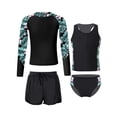 thumbnail image 1 of Aislor Girls Long Sleeve Top and Crop Top with Briefs Shorts Sets 4Pcs Rashguard Sunsuit Swimsuit Black Lily 10, 1 of 7