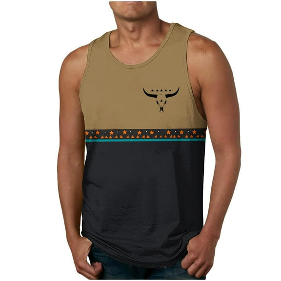 ALLLIST Cotton Tank Tops Men Summer Sleeveless Pullover Comfy Black Animal Print Shirts for Men Size S-2XL