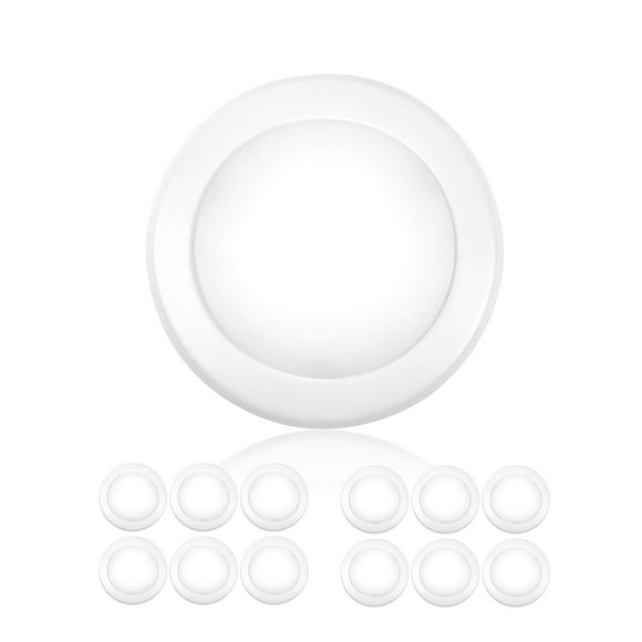 PARMIDA (12 Pack) 5/6 Inch Dimmable LED Disk Light Surface Flush Mount 15W, UL Listed, Recessed Retrofit Ceiling Lights, Energy Star, Installs into Junction Box Or Recessed Can, 1050lm - 3000K