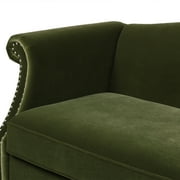 Elaine Camel Back Sofa Nailhead Accents, Olive Green