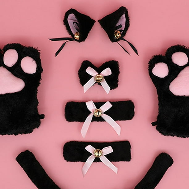 Set De Disfraz De Gato Negro Para Mujer – 6 Piezas Con Orejas, Látigo, Guante, Cola, Máscara Y Collar – Ideal Para Halloween Y Cosplay