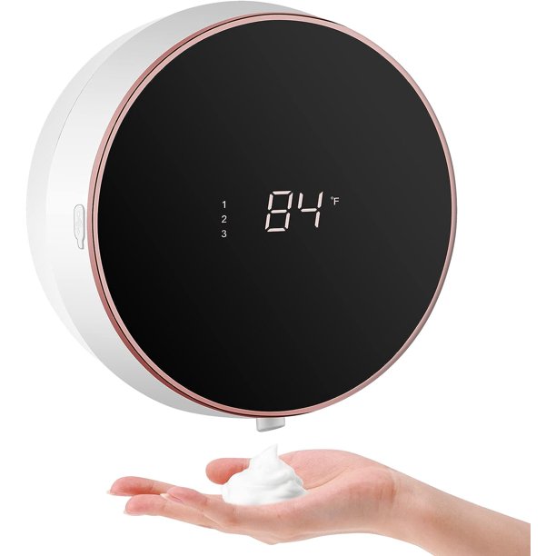 Dispensador de jabón recargable de espuma para montaje en pared con manos libres, dispensador de jabón sin contacto, dispensador de jabón eléctrico inteligente para pared, para baño, cocina,