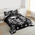 thumbnail image 3 of jejeloiu Rustic Flowers Queen Comforter Set,Gothic Skeleton Bedding Sets,Whiteblack Bedding Comforter Set For Boys Kids,Ultra Soft Home Decor Reversible,3 Pieces, 3 of 8