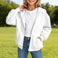 thumbnail image 2 of Gubotare Girls Zip Up Hoodie Kids Fashion Oversized Sweatshirt Jacket With Pockets Lightweight Preppy Sweatshirts 5-14 Years (White, 14-15 Years), 2 of 5