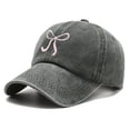 thumbnail image 2 of Women Bow Embroidered Washed Baseball Cap, Vintage Distressed Adjustable Curved Brim Dad Hat, Breast Cancer Awareness Accessories, Casual Sun Hat for Daily Outdoor, 2 of 5