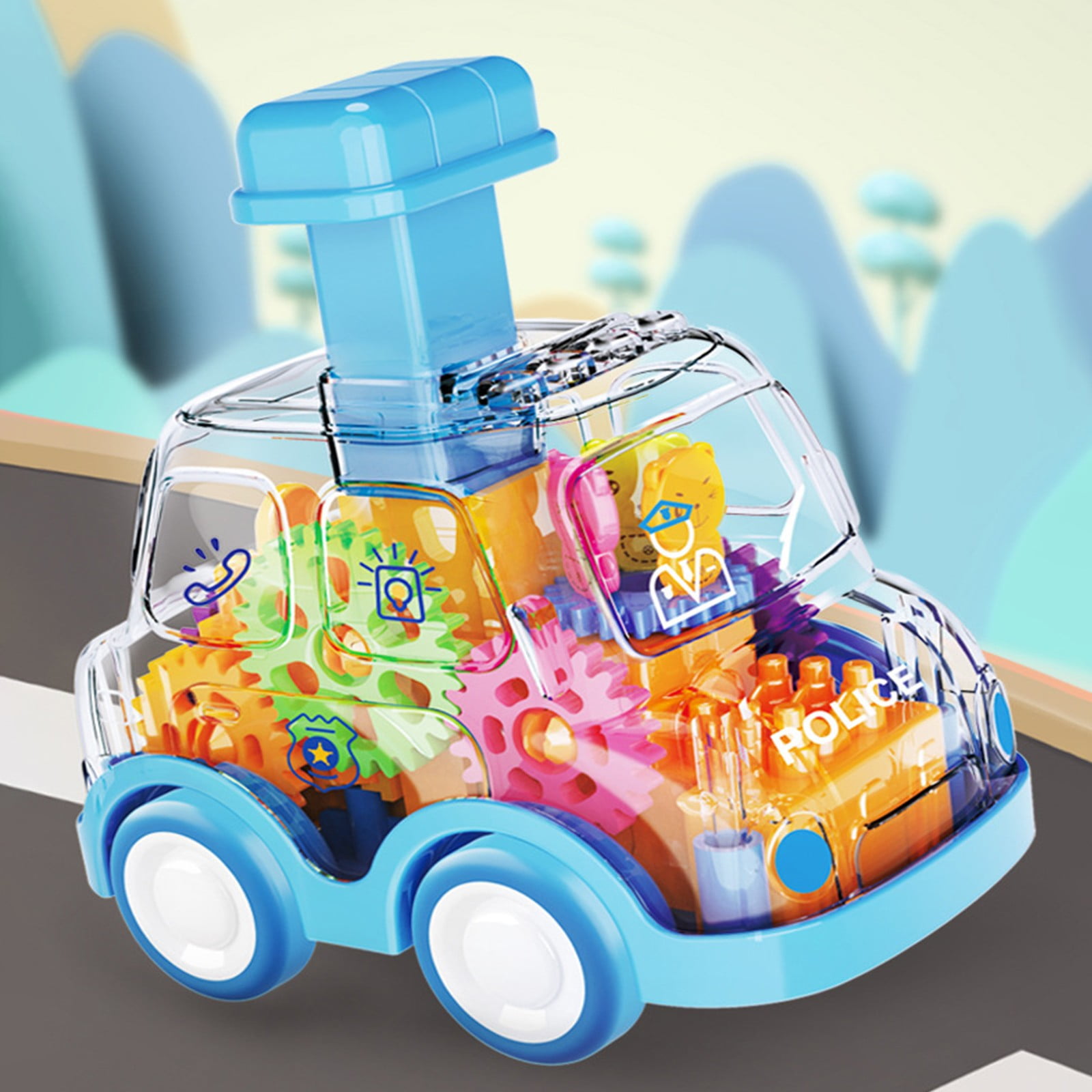 Car Toys For Kids Transparent Gear Car Press Toy Car Pull Back Toy Car Boy Stall Toy Christmas Gifts for Kids