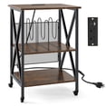 thumbnail image 1 of Costway 3-tier Record Player Stand with Metal Dividers Adjustable Shelf & Power Outlets, 1 of 10