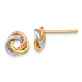 thumbnail image 1 of 14k Tri-color Twisted Knot Post Earrings Z1239, 1 of 2