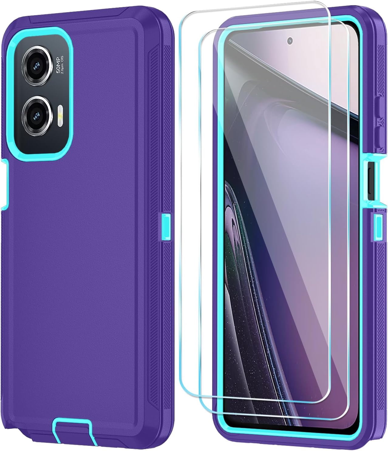 HCTian Phone Case for Motorola Moto G Stylus 5G 2024 Case with HD Screen Protector, Heavy Duty Shockproof & Dropproof 3-Layer Cover Phone Case for Moto G Stylus 2024