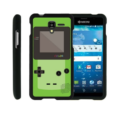 Kyocera Hydro View | Hydro Reach | Hydro Shore, [SNAP SHELL][Matte Black] 2 Piece Snap On Rubberized Hard Plastic Cell Phone Cover with Cool Designs - Green Gameboy