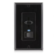Maxxima 3-Way / Single Pole Dimmer Light Switch 600W, Indicator Light, LED Compatible, Wall Plate Included, Black