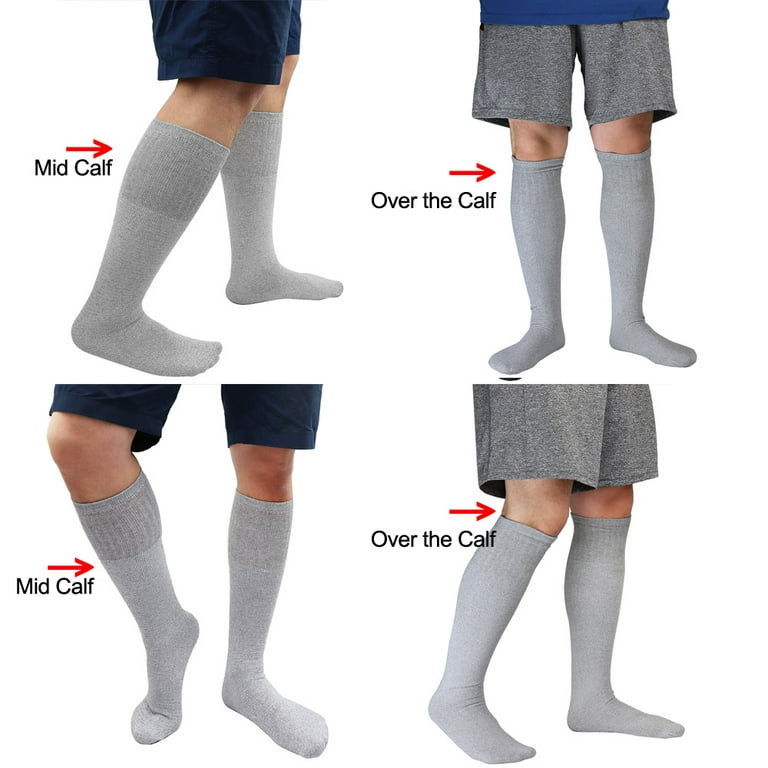 6 Pairs Men's Athletic Tube Socks Over the Calf - 25 Length - Size 10-15  Gray