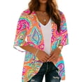 thumbnail image 4 of successthop Beach Cover Up for Women Casual Open Front Knitwear Holiday 3/4 Sleeve Clothes Boho Beach Cardigan Blue XL, 4 of 7