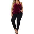 thumbnail image 2 of Agnes Orinda Women's Plus Size Velvet Criss Cross V Neck Spaghetti Strap Cami Velvet Tank Top, 2 of 5