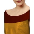 thumbnail image 4 of eloria Women's Art Silk Boat Neck Sleevless Partywear Filler Blouse Top, Color : Mustrad & Marron, 4 of 6