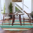 thumbnail image 3 of Round Rugs 7Ft, Turquoise Brown Round Area Rug Washable Indoor Throw Carpet, Watercolor Modern Abstract Striped Large Non Slip Circle Rug for Dining Room Playroom Home Decor Aesthetic, 3 of 8