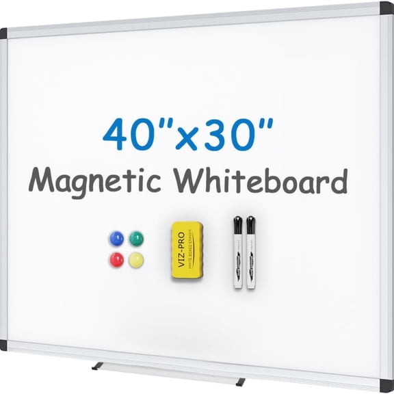 Magnetic Whiteboard/Dry Erase Board, 40 X 30 Inches, Includes 1 Eraser & 2 Markers & 4 Magnets