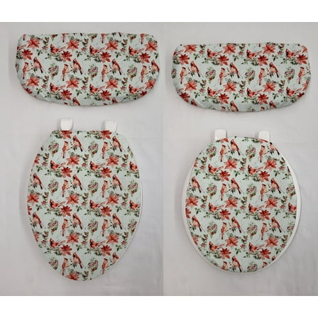 Winter Cardinals Toilet Seat Lid and Tank Cover Set by Penny's Needful Things