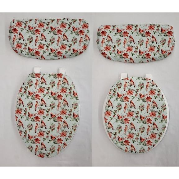 Winter Cardinals Toilet Seat Lid and Tank Cover Set by Penny's Needful Things