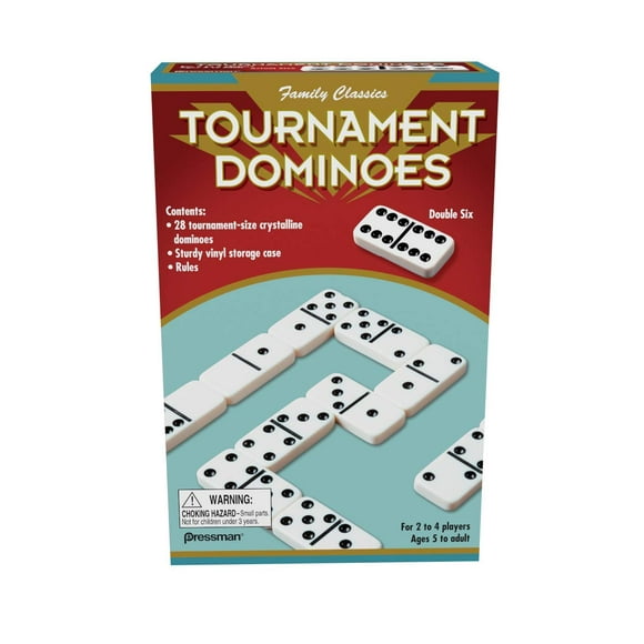 Family Classics Tournament Dominoes - Double Six Crystalline Tiles in Storage Case by Pressman