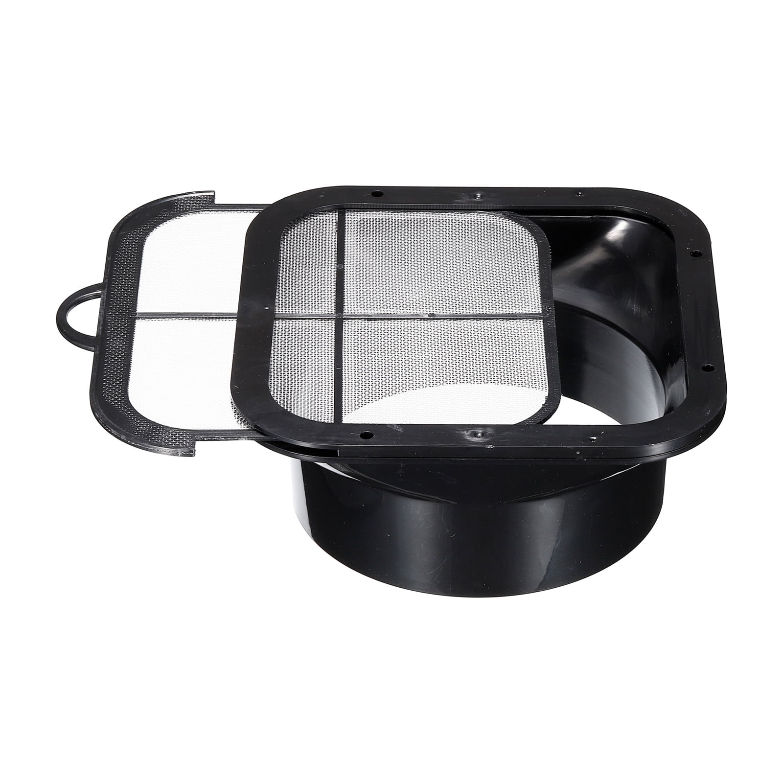 Uxcell 6" ABS Duct Connector Flange Exhaust Hose Flange Ventilation Duct with Filter Mesh Black 2 Pack
