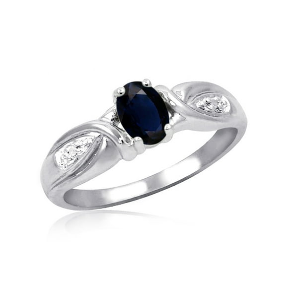 JewelersClub Sapphire Ring Birthstone Jewelry – 0.65 Carat Sapphire 0.925 Sterling Silver Ring Jewelry with White Diamond Accent – Gemstone Rings with Hypoallergenic 0.925 Sterling Silver Band