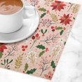 thumbnail image 3 of Christmas Placemat Pink Florals Table Mat Washable Kitchen Heat Resistant Non-Slip Linen Place Mats for Dining Table Party Decoration Set of 4, 12x18 Inch, 3 of 6