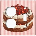 thumbnail image 4 of Metal Light Switch Plate Cover Naked Strawberry Cake Striped Wallpaper Pink CAK060, 4 of 13
