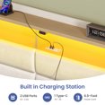thumbnail image 4 of Greenstell Upholstered Full Size Bed Frame with Headboard and Storage, LED Full Bed Frame with 4 Drawers, Charging Station,Off White, 4 of 8